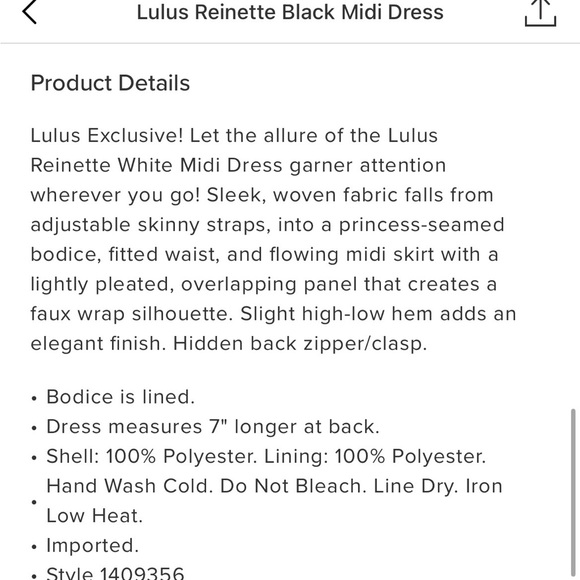 NWT lulus Reinette MIDI Dress in white size Small - Picture 5 of 5